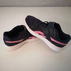 Reebok Kids Size 2 Navy & Pink Velcro Closure with Elastic Laces Sneakers